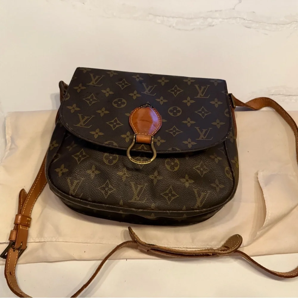 Louis Vuitton Brown Monogram Crossbody Bag with Tan Leather Trim